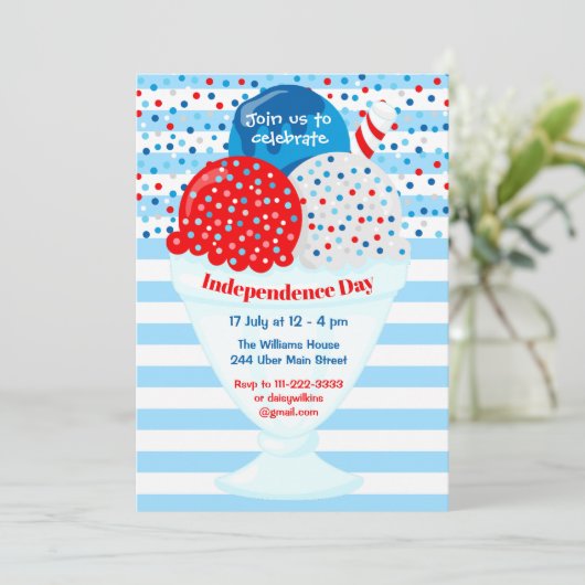 4 juli ijsfeest kaart (Staand voorkant)