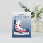 4 juli ijshockeyschaatsen feestdagenkaart (Staand voorkant)