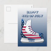 4 juli ijshockeyschaatsen feestdagenkaart (Voorkant / Achterkant)