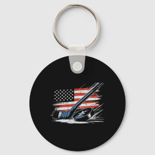 4 juli ijshockeystick puck Amerikaanse vlag mannen Sleutelhanger