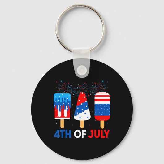 4 juli ijsjes grappig patriottisch Amerikaanse vla Sleutelhanger (Voorkant)