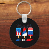 4 juli ijsjes grappig patriottisch Amerikaanse vla Sleutelhanger (Voorkant)