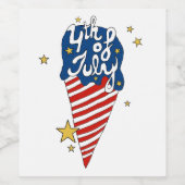 4 juli illustratie 4 juli Onafhankelijkheid Wijn Etiket (Enkel label)