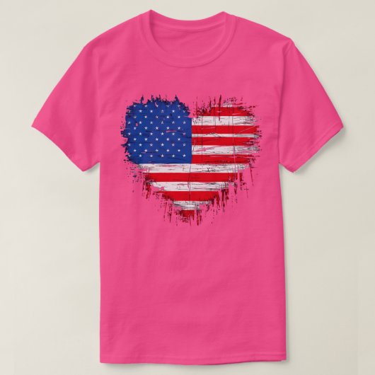 4 juli Illustratie Mijn hart is Amerika T-shirt (Design voorkant)