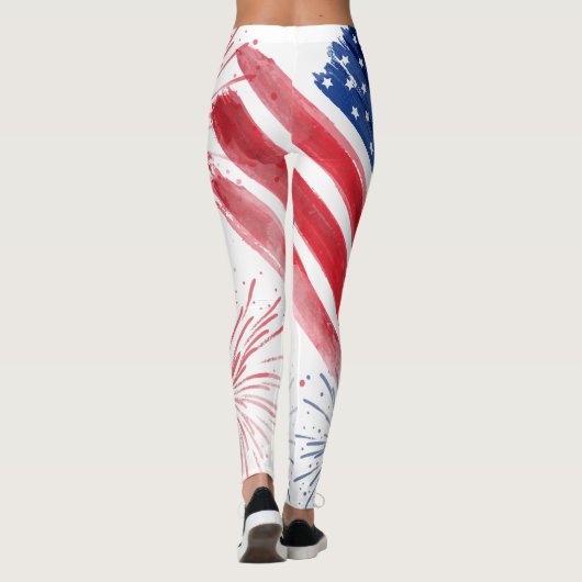 4 juli Independence Day Parade Rood Wit Blauw Leggings (Achterkant)