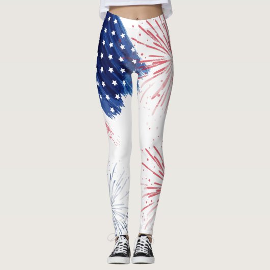 4 juli Independence Day Parade Rood Wit Blauw Leggings (Voorkant)
