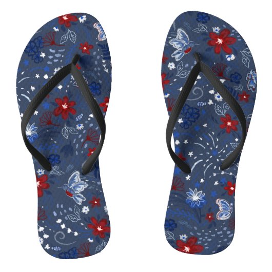 4 juli, Independence Patriottisch Rood Wit Blauw Teenslippers (Voetbed)