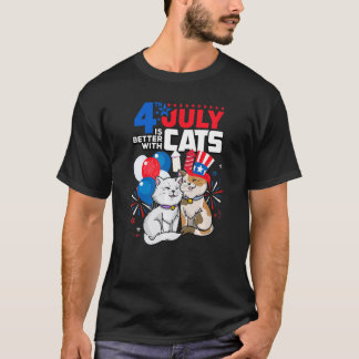 4 juli is beter met katten Onafhankelijkheidsdag H T-shirt