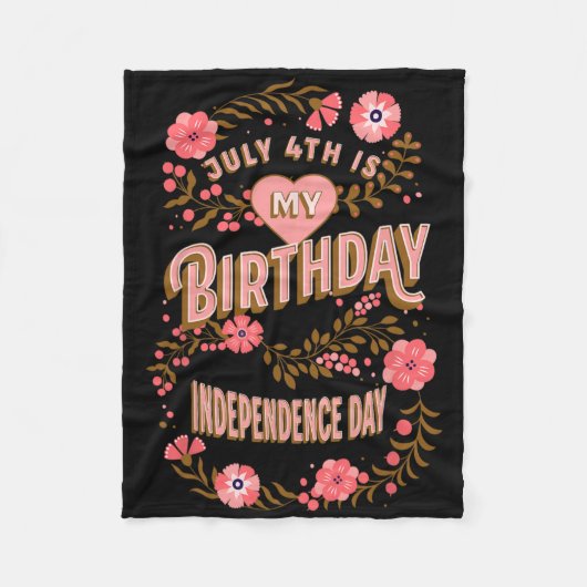 4 juli is mijn verjaardag Onafhankelijkheidsdag Bl Fleece Deken (Voorkant)