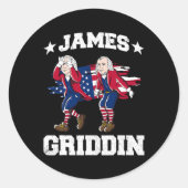 4 juli James Madison Griddy James Griddin 1 Ronde Sticker (Voorkant)