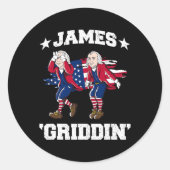 4 juli James Madison Griddy James Griddin Ronde Sticker (Voorkant)