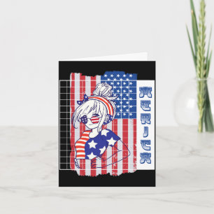 4 juli Japanse anime meisje patriottisch Amerikaan Kaart