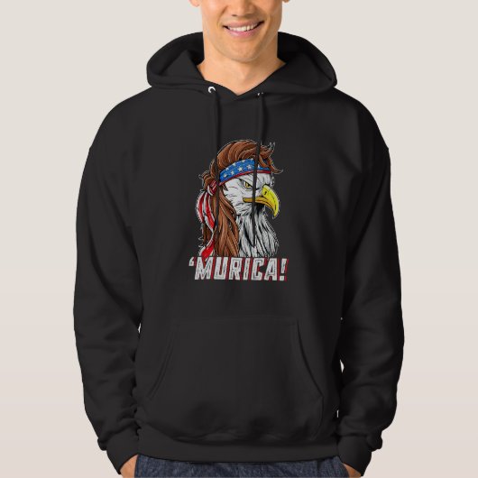 4 juli jl. Eagle Mullet Murica Amerikaanse vlag Ve Hoodie (Voorkant)