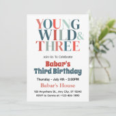 4 juli Jong Wild en Drie Jongen 3e Verjaardag Kaart (Staand voorkant)