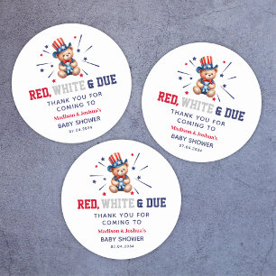 4 juli Jongen Baby shower Beer Dank u Ronde Sticker