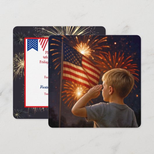 4 juli Jongen die de vlag groet Kaart (Voorkant / Achterkant)