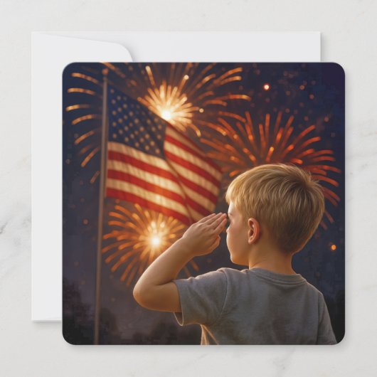 4 juli Jongen die de vlag groet Kaart (Voorkant)