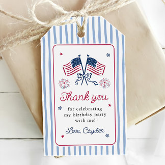 4 juli Jongen Eerste Verjaardag Cadeaulabel