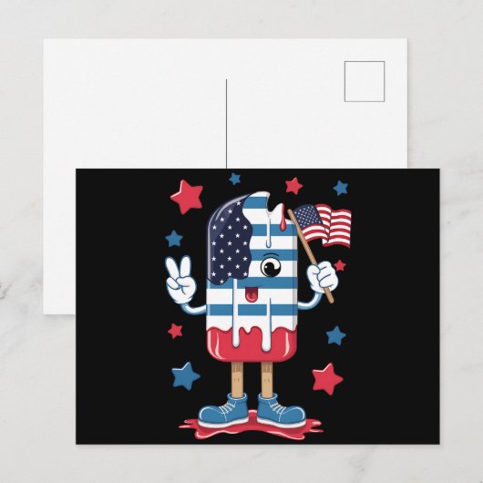 4 juli Jongens Kinder Popsicle USA Amerikaanse vla Briefkaart (Voorkant / Achterkant)