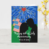 4 juli Jubileum met paar vuurwerk Kaart (Gele Bloem)