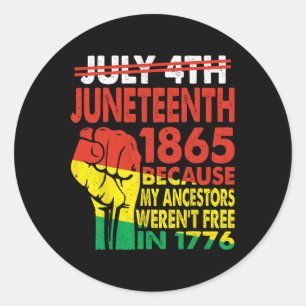 4 juli Juneteenth Vrouwen Mannen Afro-Amerikaans V Ronde Sticker