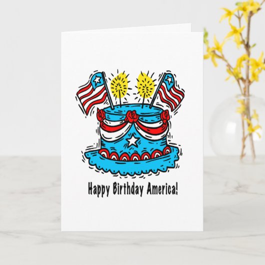 4 juli Kaart: "Happy Birthday America" Kaart (Gele Bloem)