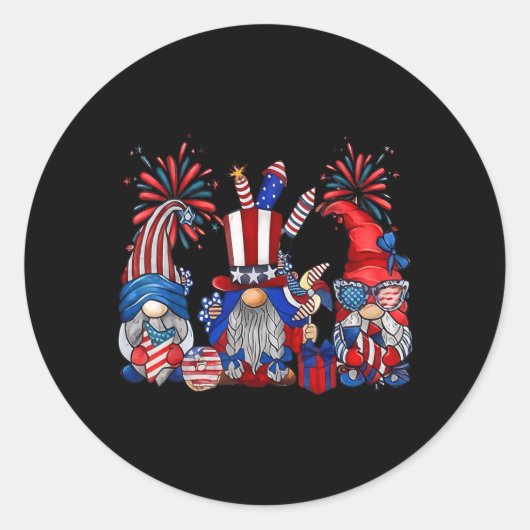 4 juli kabouters patriottisch grappig onafhankelij ronde sticker (Voorkant)