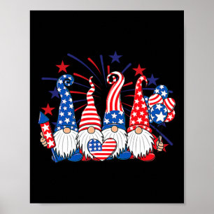 4 juli kabouters patriottische Amerikaanse vlag Sc Poster
