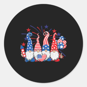 4 juli kabouters patriottische Amerikaanse vlag Sc Ronde Sticker