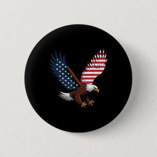 4 juli Kale Adelaar Amerikaanse vlag Patriottisch Ronde Button 5,7 Cm