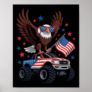 4 juli Kale Adelaar op Monster Truck USA Vlag P Poster