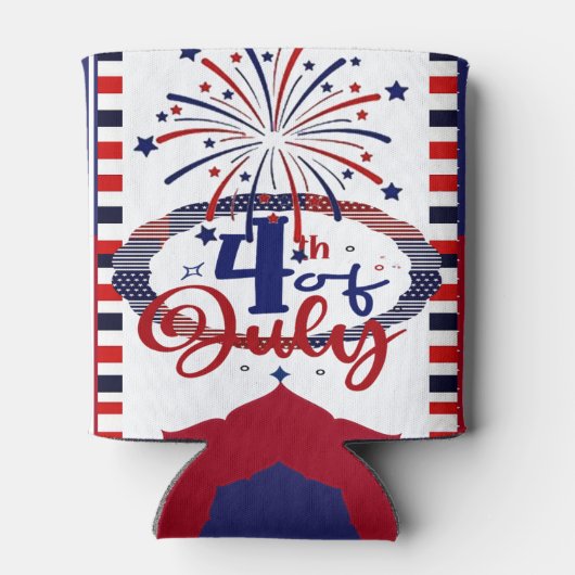 4 juli Kalligrafie Firecracker Stars & Stripe Blikjeskoeler (Achterkant)