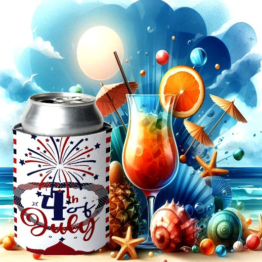 4 juli Kalligrafie Firecracker Stars & Stripe Blikjeskoeler