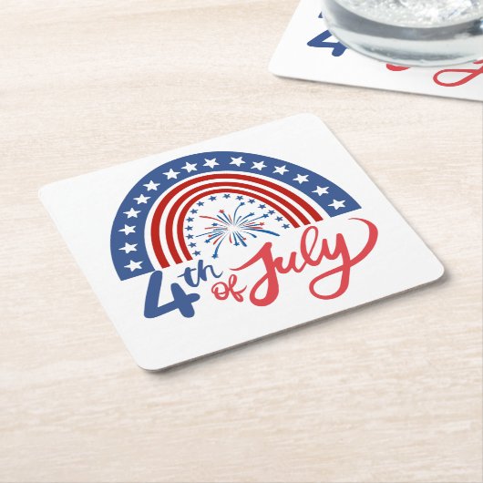 4 juli kartonnen onderzetters (Schuin)