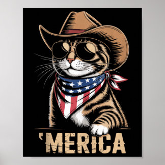 4 juli Kat Cowboy Merica Kitten Patriot Boys Poster