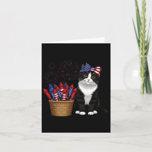 4 juli kat en vuurwerk ontwerp voor mannen vrouwen kaart