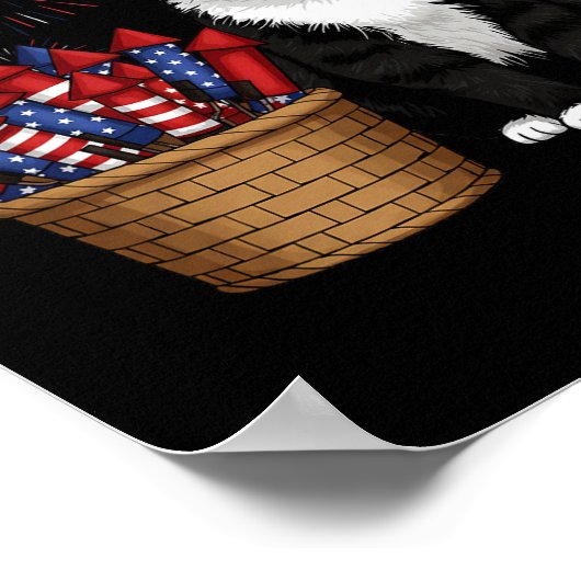 4 Juli Kat en vuurwerk Ontwerp voor Mannen Vrouwen Poster (Hoek)