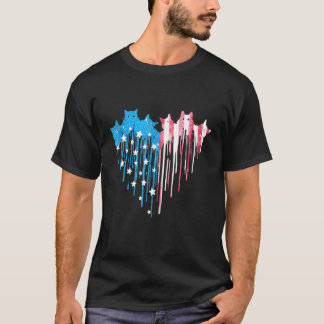 4 juli kat hart Amerikaanse vlag dieren patriottis T-shirt