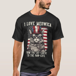 4 juli kat Ik hou van Meowica patriottische kat T-shirt
