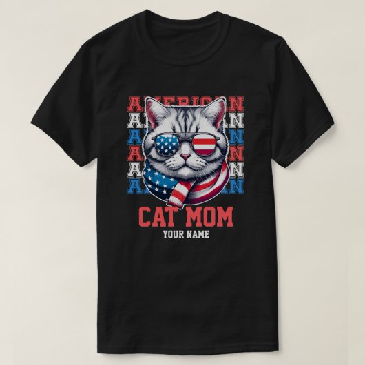 4 juli Kat in Bril Kat Mam Gepersonaliseerd T-shirt (Design voorkant)
