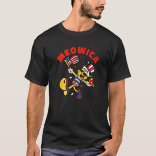 4 juli kat Meowica Merica Amerikaanse vlag Usa P T-shirt