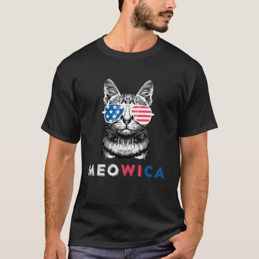 4 juli kat Meowica Merica Kat patriottisch kat T-shirt (Voorkant)