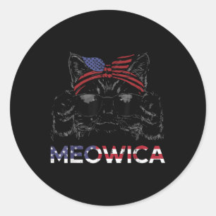4 juli kat Meowica Usa Bandana Patriottische Meisj Ronde Sticker
