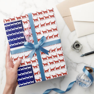 4 juli kat vlag rood wit blauw VS Cadeaupapier