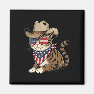 4 juli kat voor cowboy liefhebber Amerikaanse vlag Magneet
