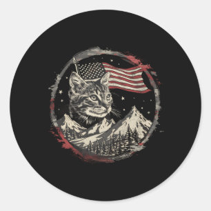 4 juli kat VS 4 juli patriottisch Ronde Sticker