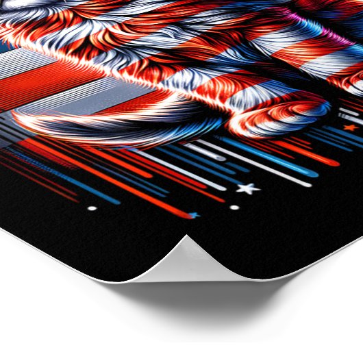 4 juli kat VS vlag Schattige kitten Memorial Day  Poster (Hoek)