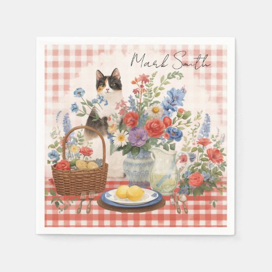 4 juli katten servetten Patriottische kattenfeest  (Voorkant)