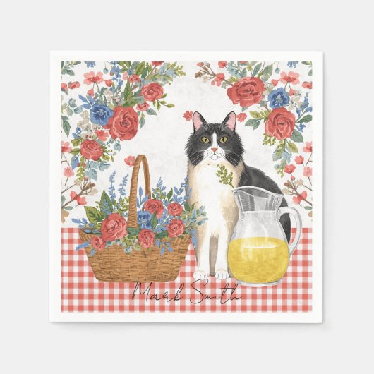 4 juli katten servetten Patriottische kattenfeest  (Voorkant)