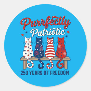 4 juli kattenliefhebbers Purrfectly patriottisch 2 Ronde Sticker